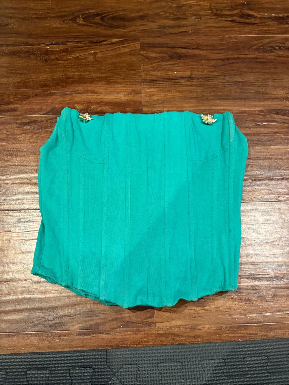 Boys Lie Teal Green Mini Skirt with Gold Leaf Buttons
